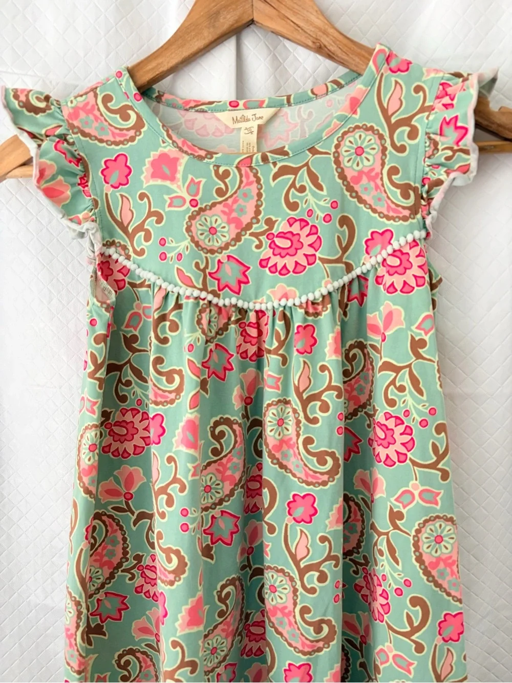 Matilda Jane Mint Dress with Bright Pink and Brown Paisley